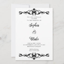 Eenvoudig Elegance Black en White Art Deco Wedding Kaart
