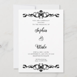 Eenvoudig Elegance Black en White Art Deco Wedding Kaart