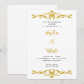 Eenvoudig Elegance Gold en White Art Deco Wedding Kaart (Voorkant / Achterkant)