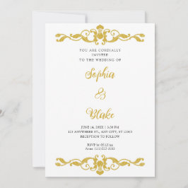 Eenvoudig Elegance Gold en White Art Deco Wedding Kaart