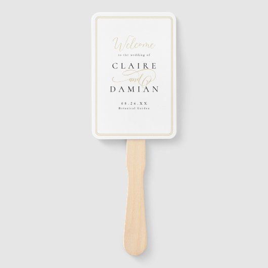 Eenvoudig Elegance Romantisch Script Trouwprogramm Handwaaier (Voorkant)