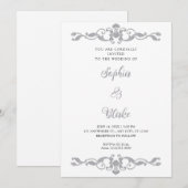 Eenvoudig Elegance Silver en White Art Deco Weddin Kaart (Voorkant / Achterkant)