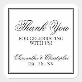 Eenvoudig Elegance White Weddenschap Bedankt Vierkante Sticker