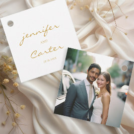 Eenvoudig, elegant, 1 foto bruiloft bedankjes labels