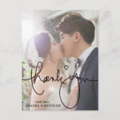 Eenvoudig elegant 1 Foto bruiloft Hartelijk dank Briefkaart (Voorkant)