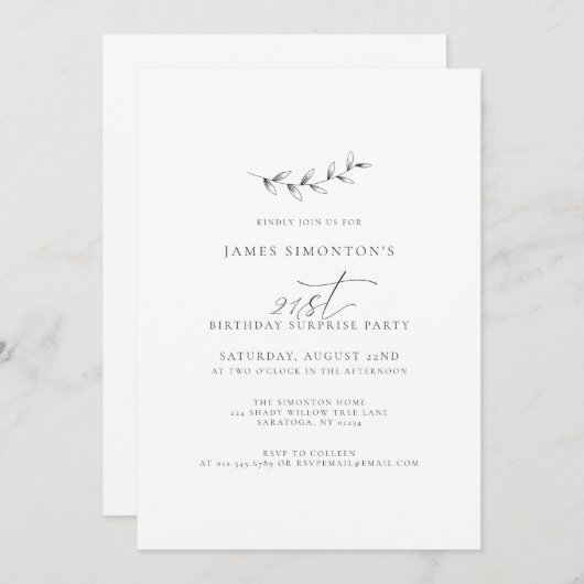 Eenvoudig Elegant 21ste Verjaardag Verrassingsfees Kaart (Voorkant / Achterkant)