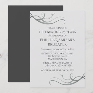 Eenvoudig Elegant 25e bruiloft Jubileum Party Kaart