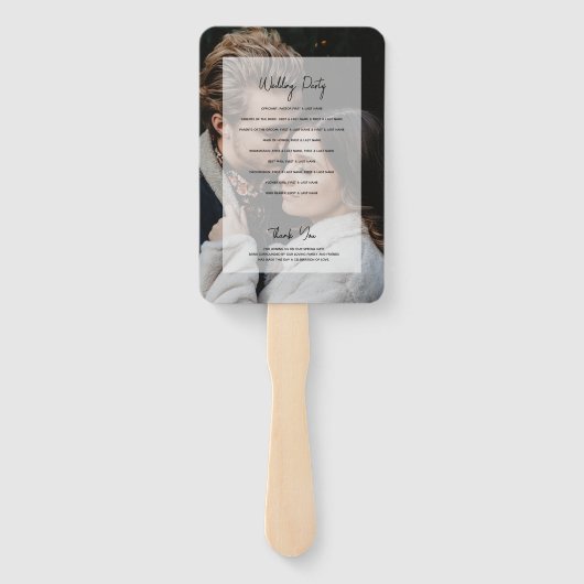 Eenvoudig Elegant 2 foto overlay bruiloft programm Handwaaier (Achterkant)