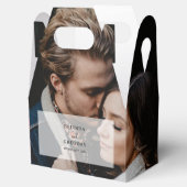 Eenvoudig Elegant 2 Foto Overlay Script Bruiloft Bedankdoosjes (Geopend)