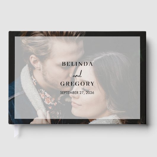 Eenvoudig Elegant 2 Foto-overlay Script Bruiloft Gastenboek (Voorkant)