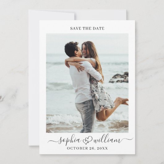 Eenvoudig Elegant 2 Foto Wedding Save the Date (Voorkant)
