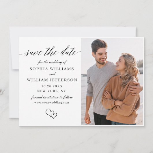 Eenvoudig Elegant 2 Photo Wedding Save The Date (Achterkant)
