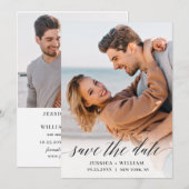 Eenvoudig Elegant 2 Photo Wedding Save The Date (Voorkant / Achterkant)