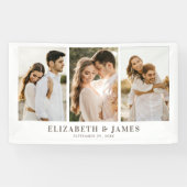 Eenvoudig Elegant 3-fotohuwelijk Spandoek (Horizontaal)