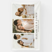 Eenvoudig Elegant 3-fotohuwelijk Spandoek (Verticaal)