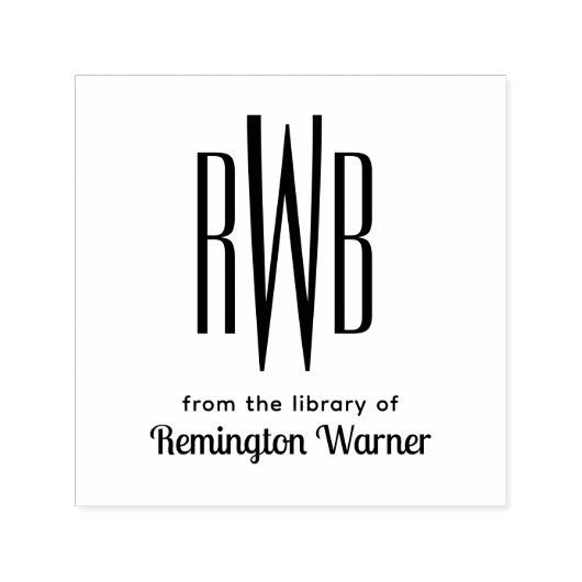 Eenvoudig Elegant 3 Initiaal #8D2 Bibliotheek Boek Zelfinktende Stempel (Design)