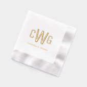 Eenvoudig Elegant 3 Initiaal Letter Monogram #1 Na Folie Servetten (Links)