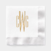 Eenvoudig Elegant 3 Initiaal Letter Monogram #4 Folie Servetten (Voorkant)