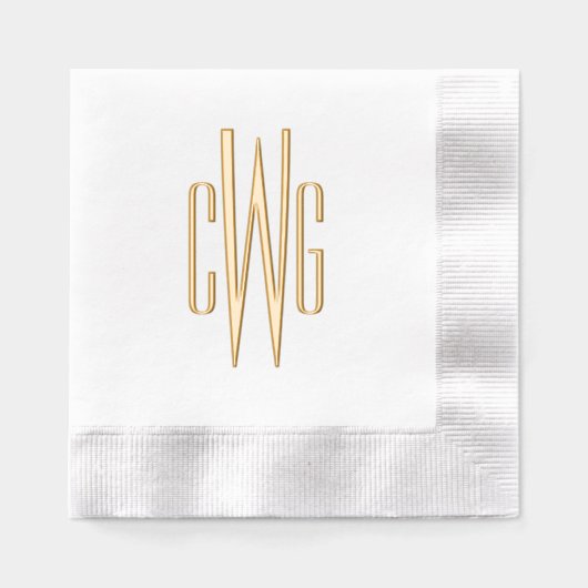 Eenvoudig Elegant 3 Initiaal Letter Monogram #4 Folie Servetten (Voorkant)