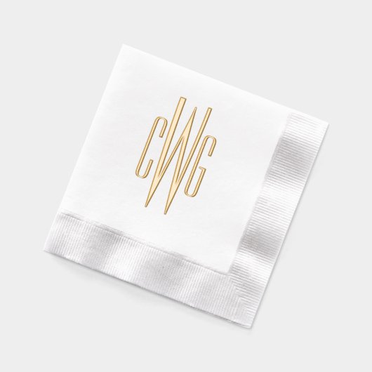 Eenvoudig Elegant 3 Initiaal Letter Monogram #4 Folie Servetten (Links)