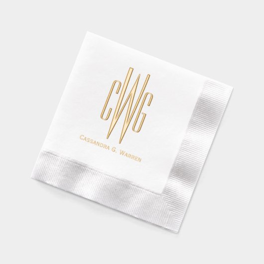 Eenvoudig Elegant 3 Initiaal Letter Monogram #4 Na Folie Servetten (Links)