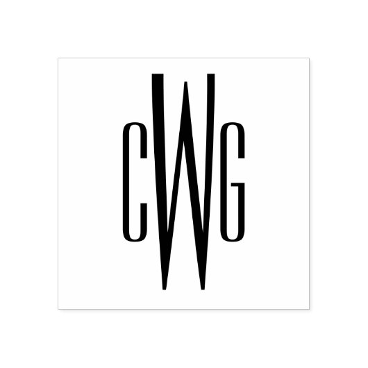 Eenvoudig Elegant 3 Initiaal Letter Monogram #4 Rubberstempel (Afrduk)