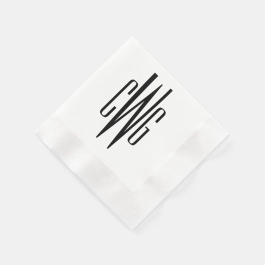 Eenvoudig Elegant 3 Initiaal Letter Monogram #4 Zw Servet (Hoek)