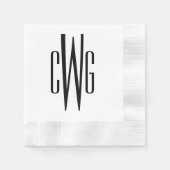 Eenvoudig Elegant 3 Initiaal Letter Monogram #4 Zw Servet (Voorkant)