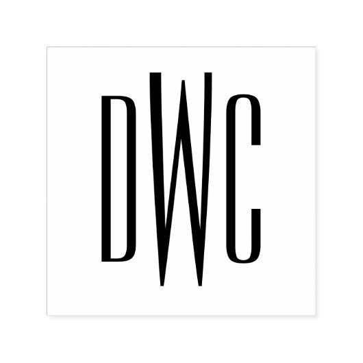 Eenvoudig Elegant 3 Initiaal Letter Monogram #8 Em Zelfinktende Stempel (Design)