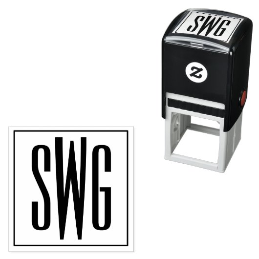 Eenvoudig Elegant 3 Initiaal Letter Monogram #8BSt Zelfinktende Stempel (In situ)