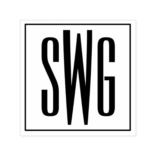 Eenvoudig Elegant 3 Initiaal Letter Monogram #8BSt Zelfinktende Stempel (Design)