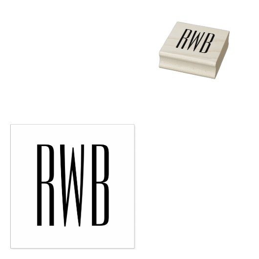 Eenvoudig Elegant 3 Initiaal Letter Monogram #8D Rubberstempel (Gestempeld)