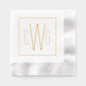 Eenvoudig Elegant 3 Initiaal Letter Monogram #9002 Folie Servetten (Voorkant)