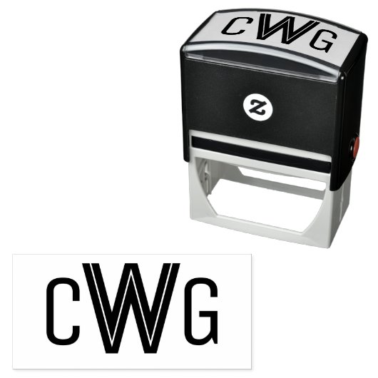 Eenvoudig Elegant 3 Initiaal Letter Monogram MF #1 Zelfinktende Stempel (In situ)