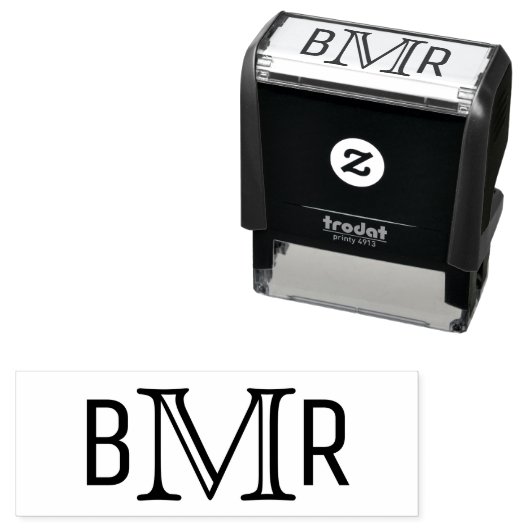 Eenvoudig Elegant 3 Initiaal Letter Monogram MF #4 Zelfinktende Stempel (In situ)