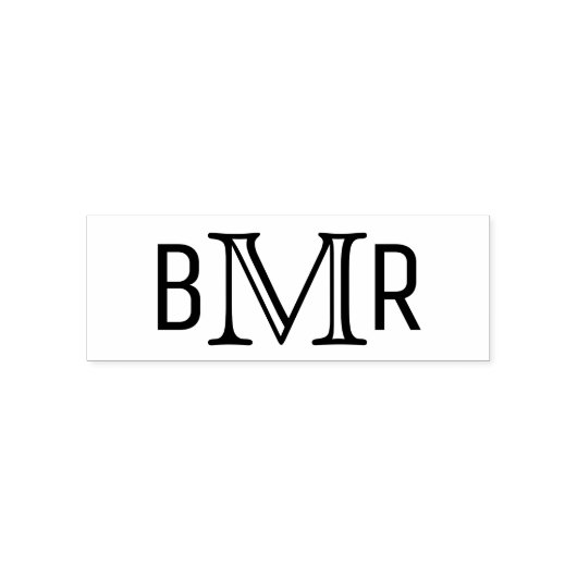 Eenvoudig Elegant 3 Initiaal Letter Monogram MF #4 Zelfinktende Stempel (Design)