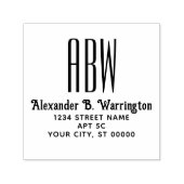Eenvoudig Elegant 3 Initiaal Monogram Naam Adres Zelfinktende Stempel (Design)