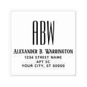 Eenvoudig Elegant 3 Initiaal Monogram Naam Adres # Zelfinktende Stempel (Design)