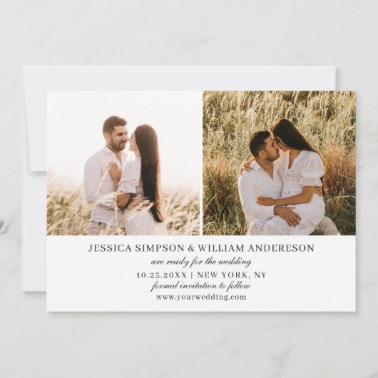 Eenvoudig Elegant 3 Photo Wedding Save The Date (Achterkant)