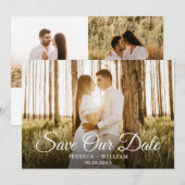 Eenvoudig Elegant 3 Photo Wedding Save The Date (Voorkant / Achterkant)
