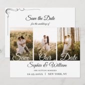 Eenvoudig Elegant 3 Photo Wedding Save The Date (Voorkant / Achterkant)