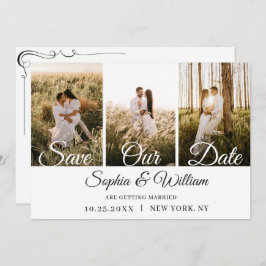 Eenvoudig Elegant 3 Photo Wedding Save The Date