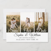 Eenvoudig Elegant 3 Photo Wedding Save The Date (Voorkant)