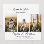 Eenvoudig Elegant 3 Photo Wedding Save The Date (Voorkant / Achterkant)
