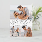 Eenvoudig Elegant 3 Photo Wedding Save The Date (Staand voorkant)