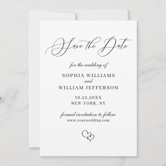 Eenvoudig Elegant 3 Photo Wedding Save The Date (Achterkant)