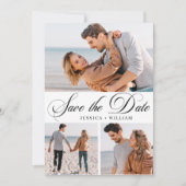 Eenvoudig Elegant 3 Photo Wedding Save The Date (Voorkant)