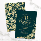 Eenvoudig Elegant 40e Verjaardag Emerald Green Gol Kaart