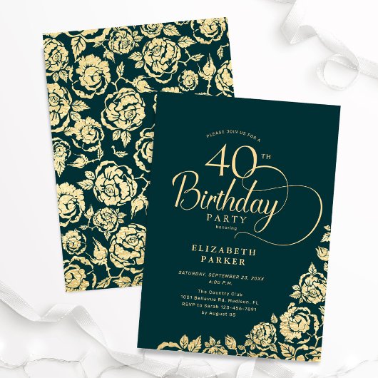 Eenvoudig Elegant 40e Verjaardag Emerald Green Gol Kaart