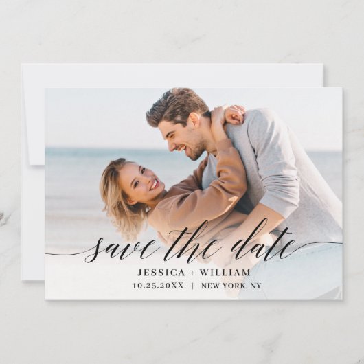 Eenvoudig Elegant 4 Foto Wedding Save the Date (Voorkant)